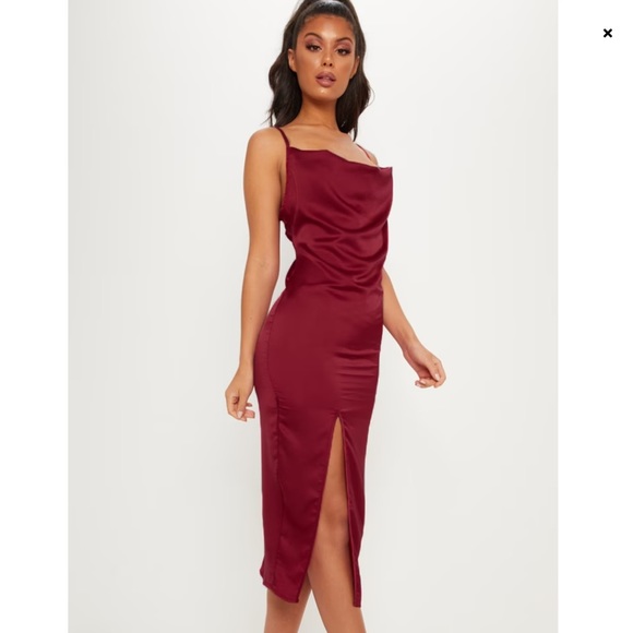 Nwt Strappy Satin Cowl Midi Dress Sz 10 - Picture 3 of 11